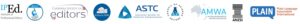 A strip of logos representing the professional memberships of the editor